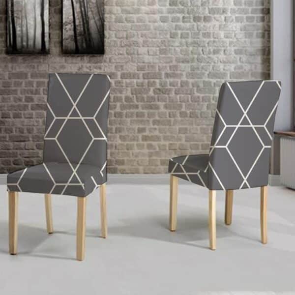 husa scaun velvet gri cu romburi