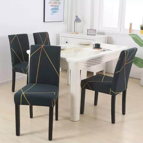 husa scaun velvet neagra cu dungi aurii