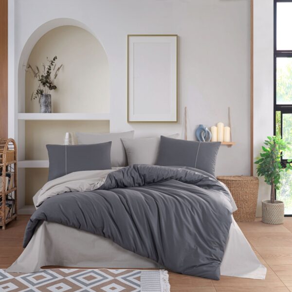 lenjerie diamond uni - bumbac 100 - antracit-bej