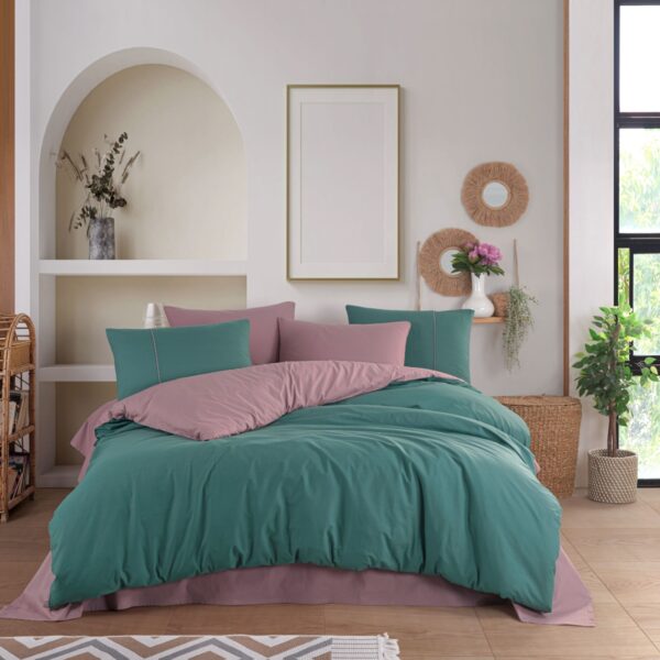 lenjerie diamond uni - bumbac 100 - verde-pudra