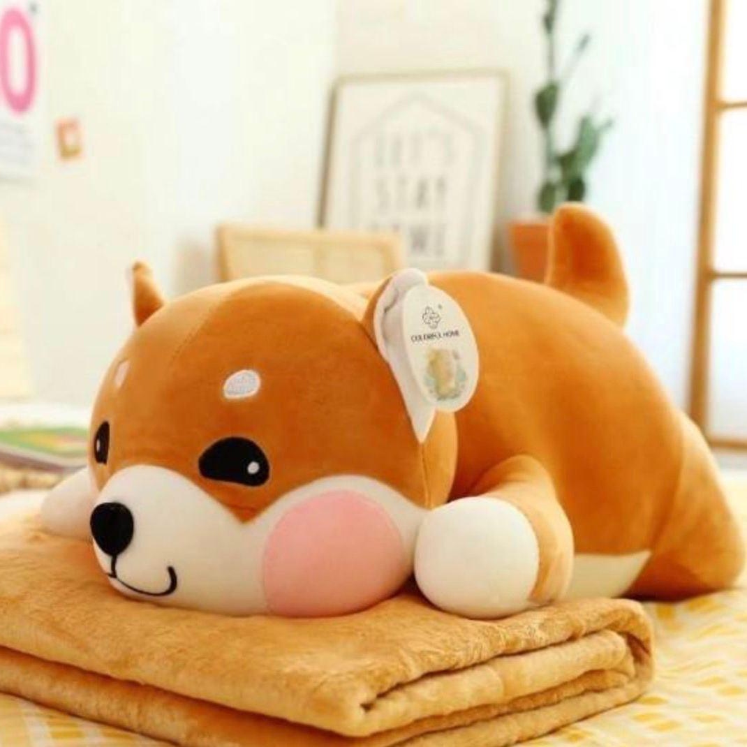 set jucarie plus + patura - catelus shiba maro set jucarie plus + patura - catelus shiba maro