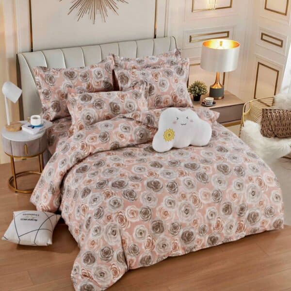 lenjerie somon maro cu trandafiri mici