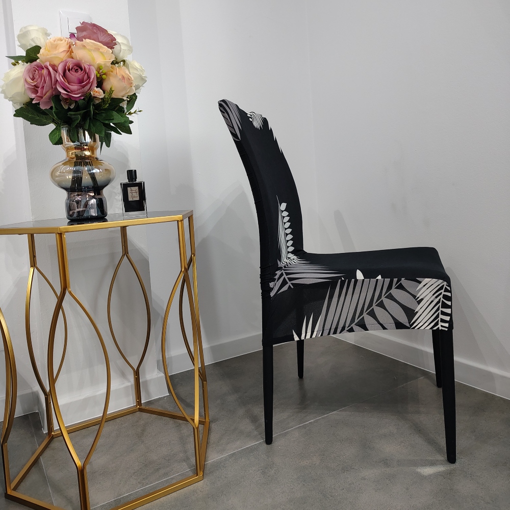 husa de scaun negra cu frunze (1) husa de scaun negra cu frunze