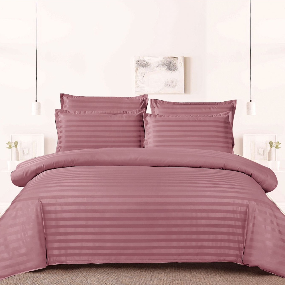 Lenjerie damasc Sky Home 1 persoana roz pudra Lenjerie damasc Sky Home 1 persoana roz pudra