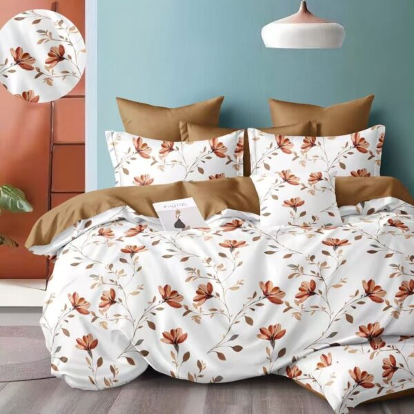 lenjerie de pat finet alba cu floricele