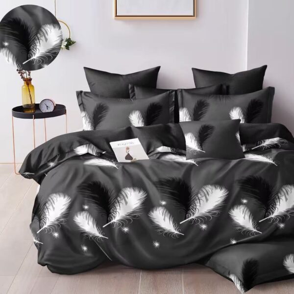 lenjerie de pat finet gri cu fulg