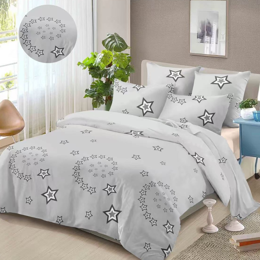 lenjerie de pat finet gri cu stelute lenjerie de pat finet gri cu stelute