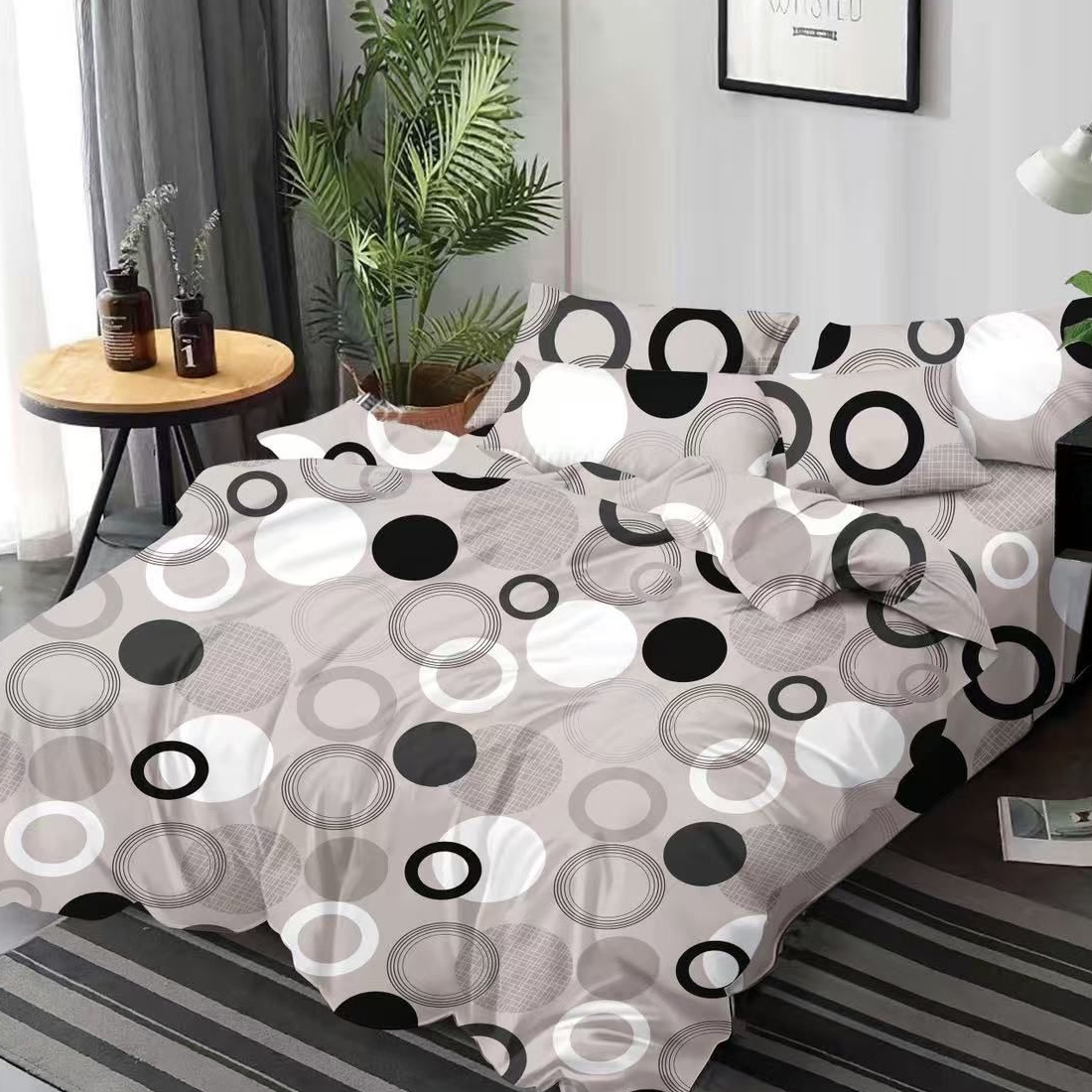 lenjerie gri cu cercuri lenjerie gri cu cercuri