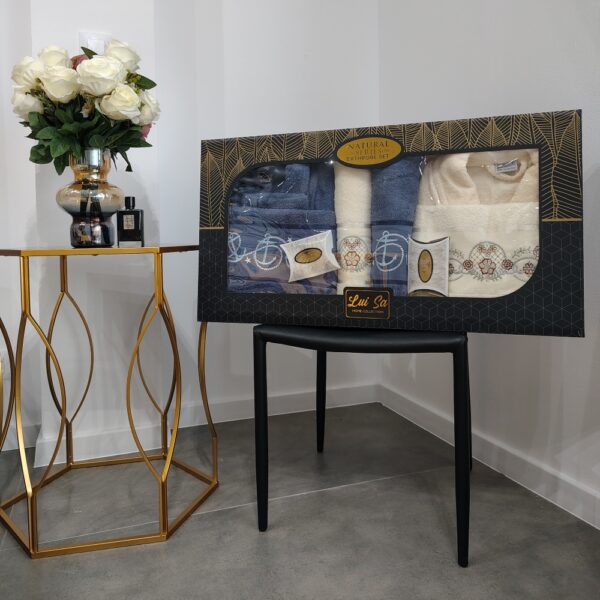 set halate de baie crem_ albastru