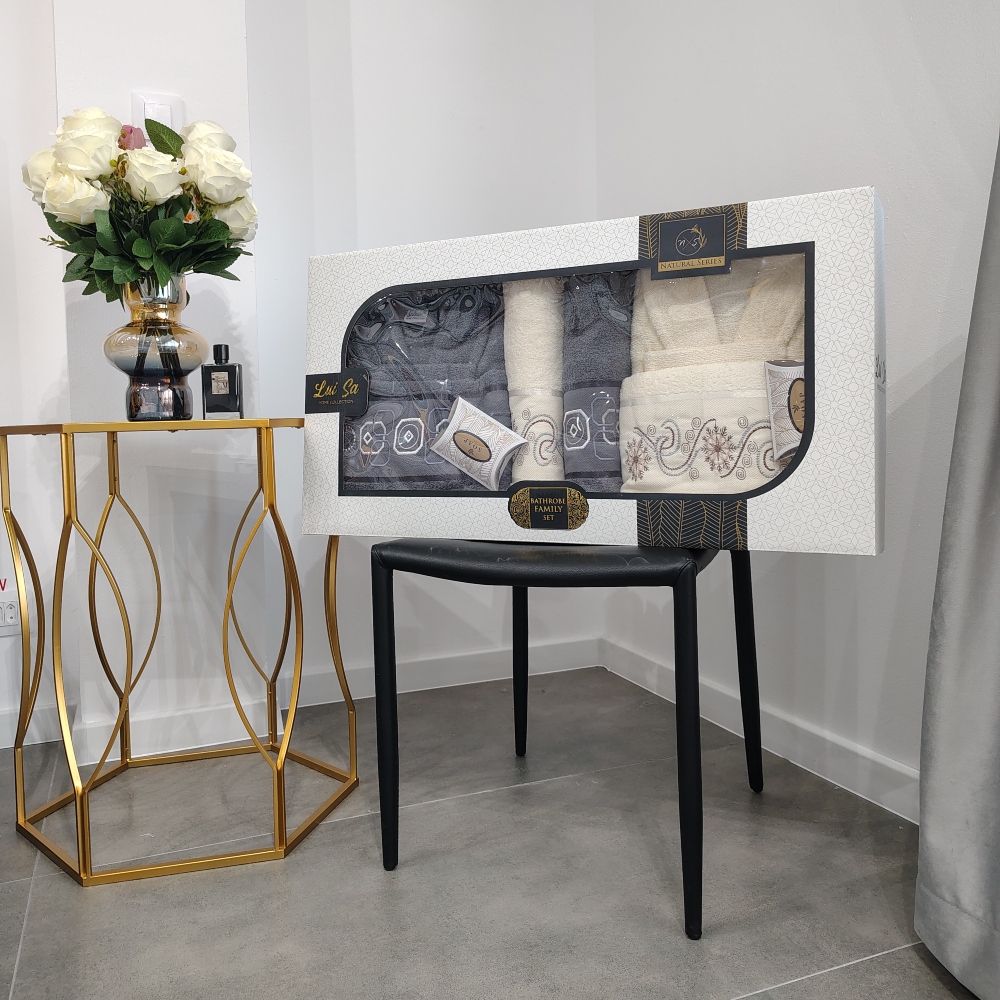 set halate de baie crem_ gri set halate de baie crem_ gri