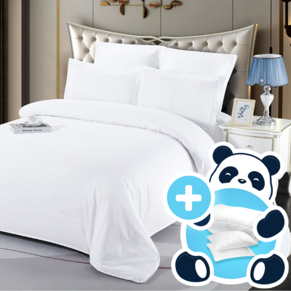 Pachet promo pilota, perne, lenjerie damasc alb