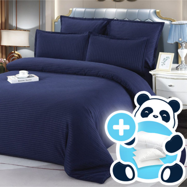 Pachet promo pilota, perne, lenjerie damasc bleumarin