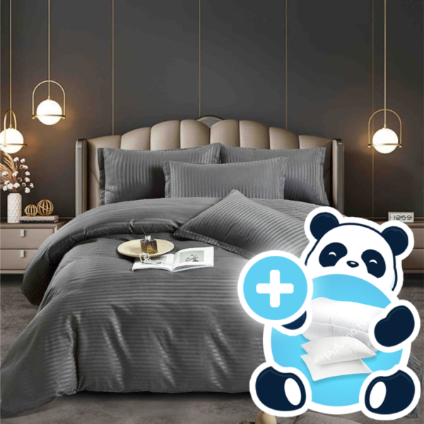 Pachet promo pilota, perne, lenjerie damasc gri inchis