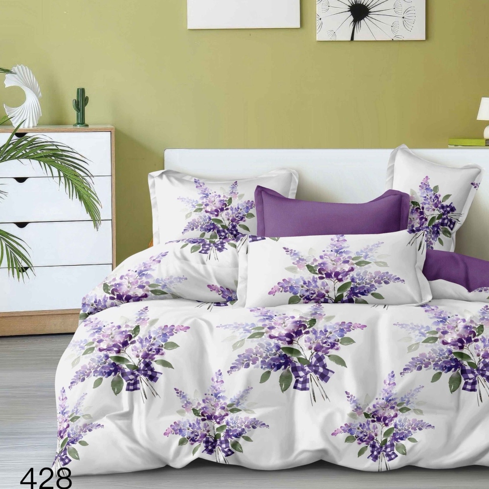 lenjerie de pat alba cu flori mov lenjerie de pat alba cu flori mov