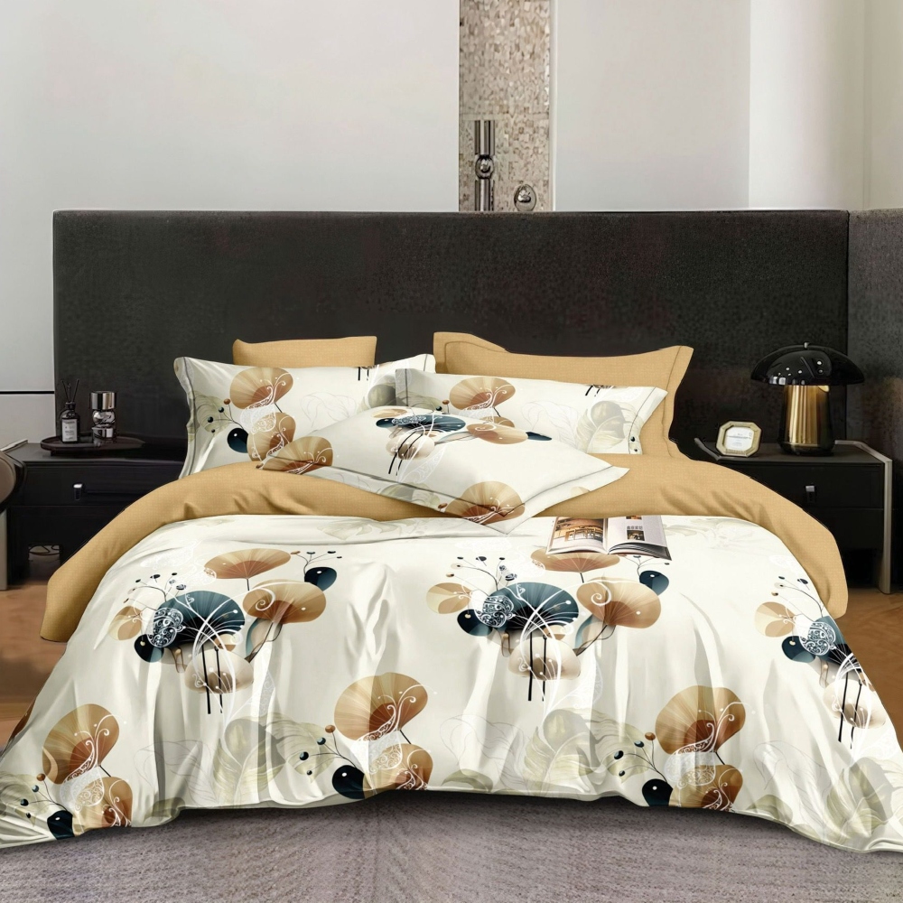 lenjerie de pat bej cu pomisori lenjerie de pat bej cu pomisori