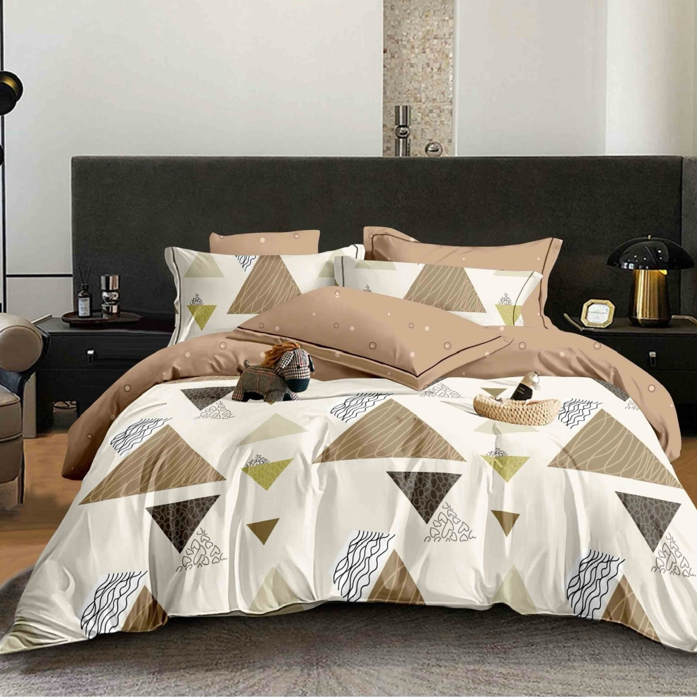 lenjerie de pat bej cu triunghiuri lenjerie de pat bej cu triunghiuri