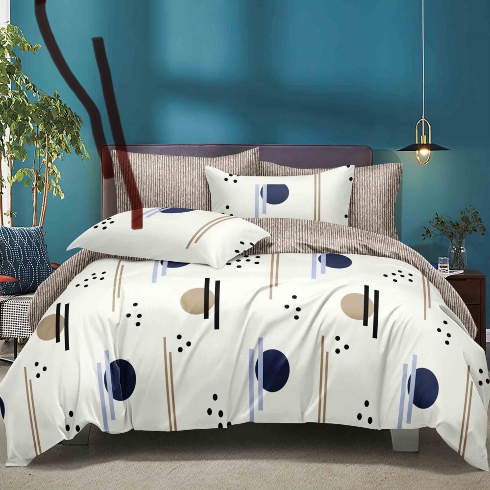 lenjerie de pat crem cu buline colorate lenjerie de pat crem cu buline colorate