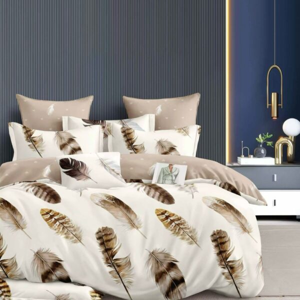 lenjerie de pat crem cu pene