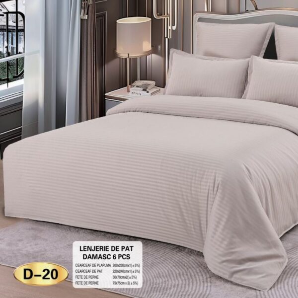 lenjerie de pat model damasc gri