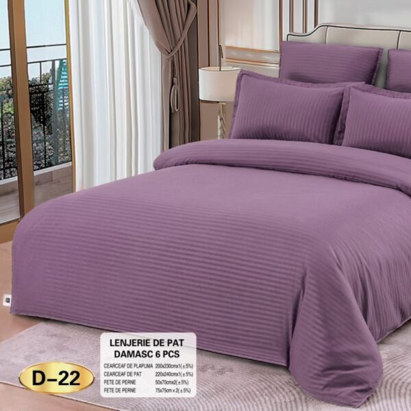 lenjerie de pat model damasc mov