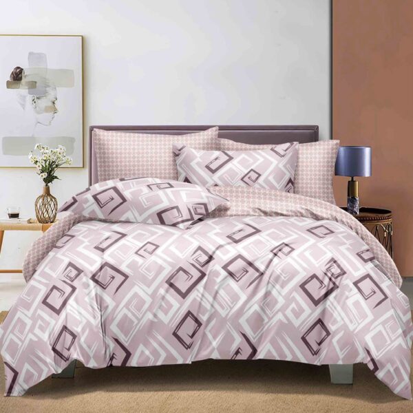 lenjerie de pat roz cu patratele