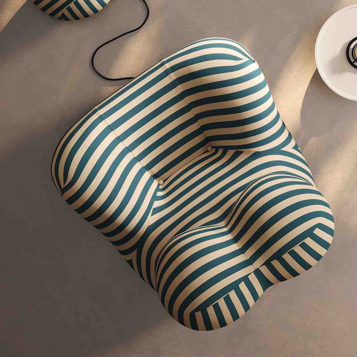 fotoliu lazy sofa cu dungi crem albastru sus fotoliu lazy sofa cu dungi crem albastru sus