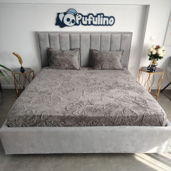 husa de pat cocolino cu fluturasi gri inchis (2)