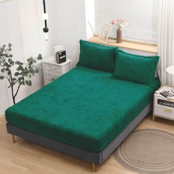 husa de pat cocolino model cu fluturasi verde