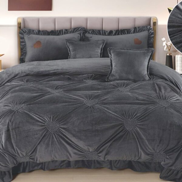 lenjerie catifea antracit