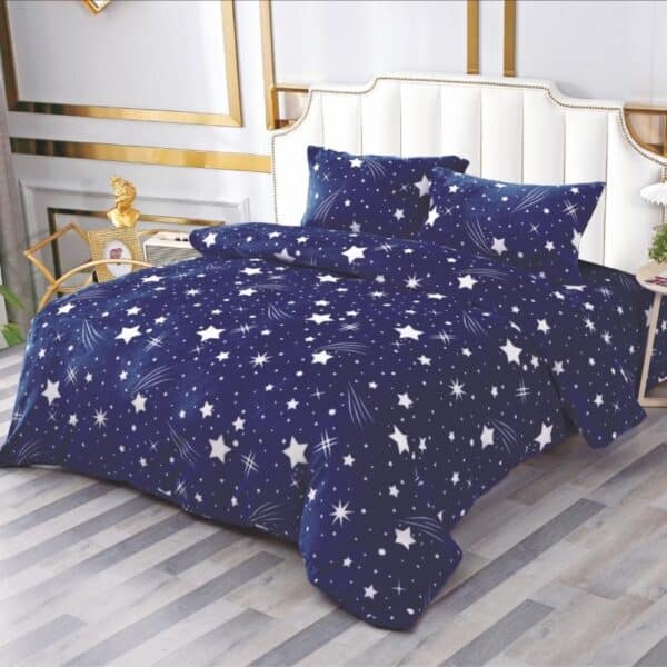 lenjerie de pat cocolino albastra cu steloute