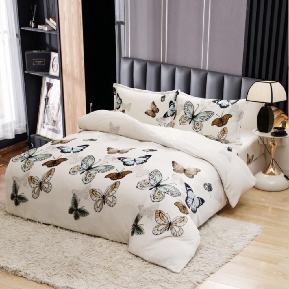 lenjerie de pat cocolino crem cu fluturasi lenjerie de pat cocolino crem cu fluturasi