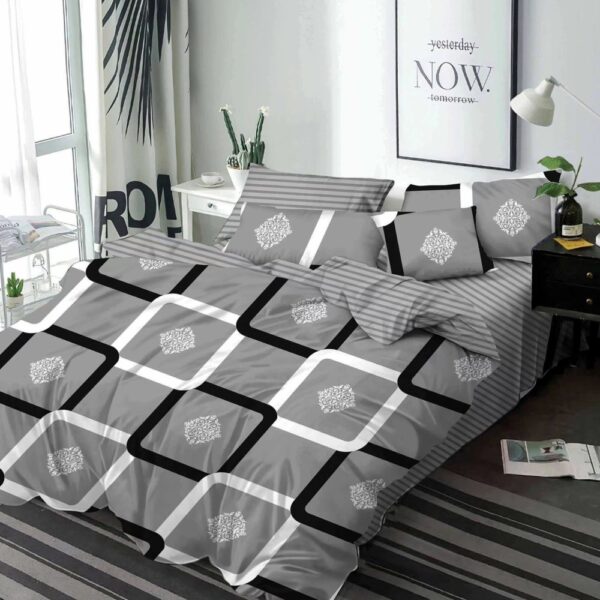 lenjerie de pat finet gri cu patratele