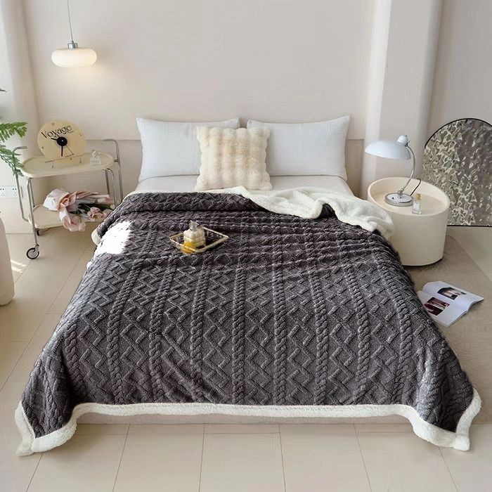 patura cu blanita uni gri antracit patura cu blanita uni gri antracit