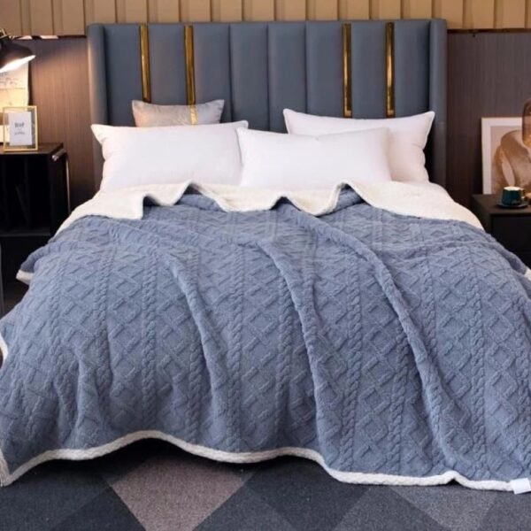 patura cu blanita uni gri petrol