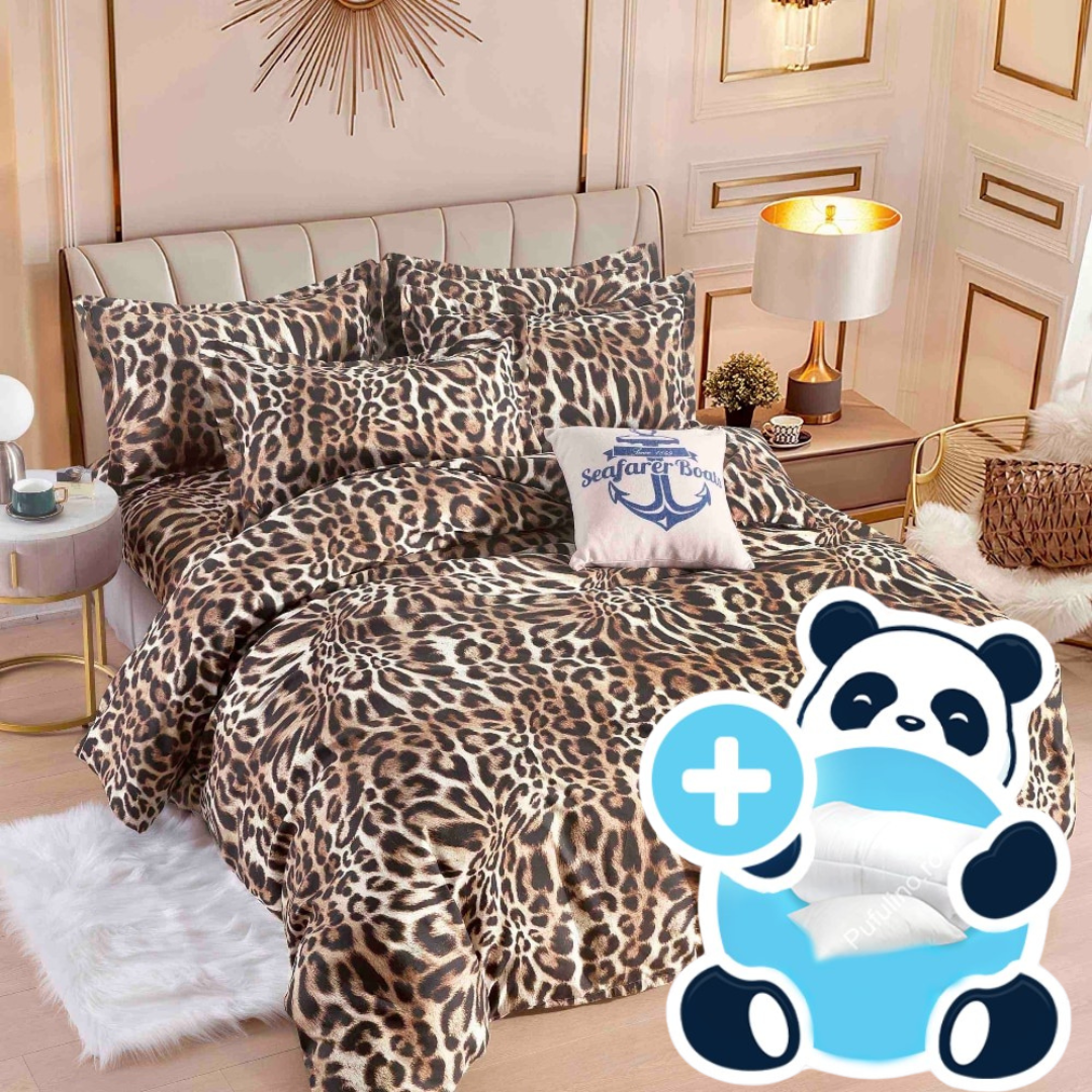 Pachet promo lenjerie pilota si perna pentru 1 persoana leopard Pachet promo lenjerie pilota si perna pentru 1 persoana leopard