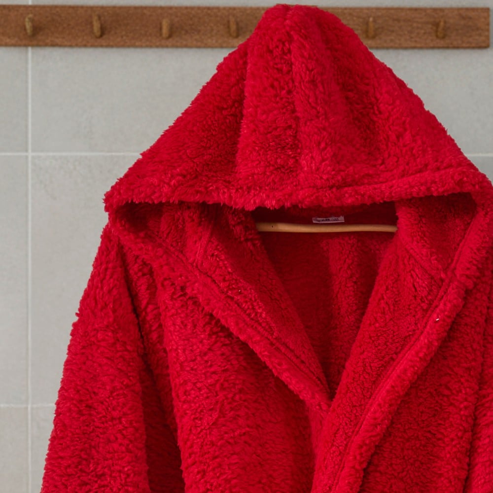 halat de baie wellsoft pufos cu gluga rosu gluga halat de baie wellsoft pufos cu gluga rosu gluga