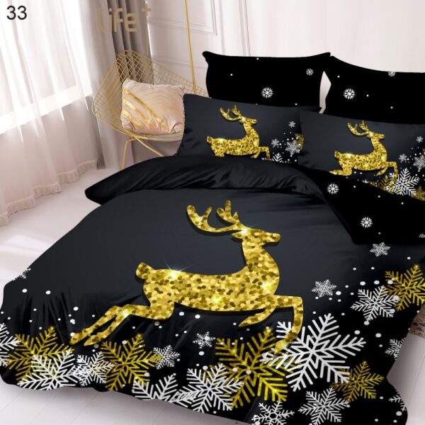 lenjeriede pat finet model de craciun neagra cu reni