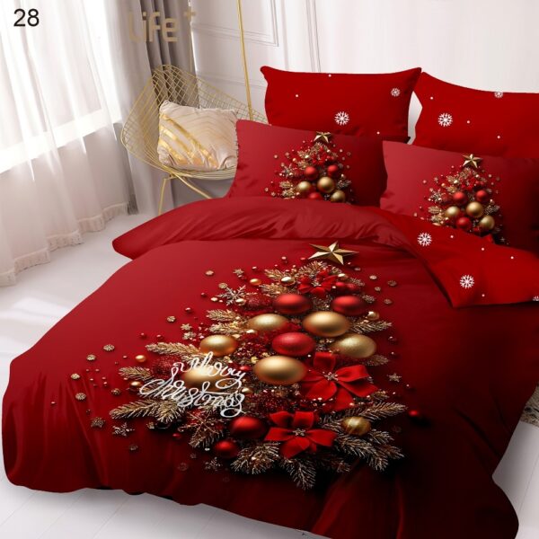 lenjeriede pat finet model de craciun rosie cu brad