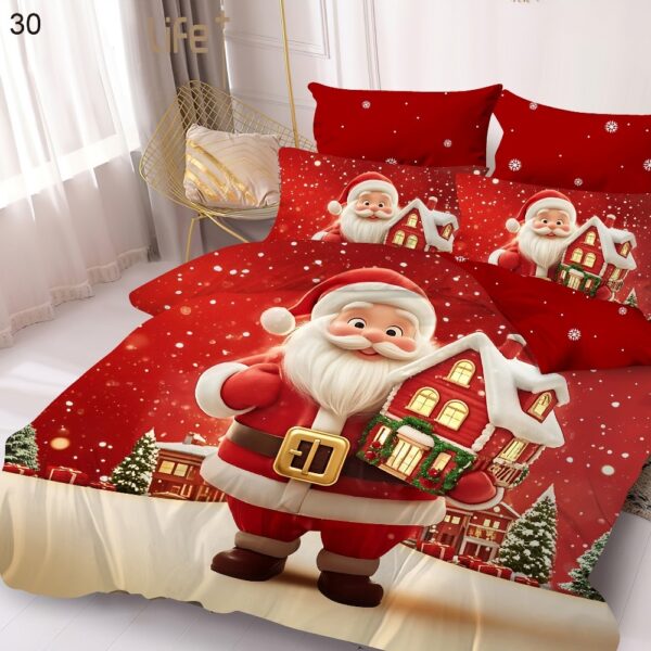 lenjeriede pat finet model de craciun rosie cu mos craciun